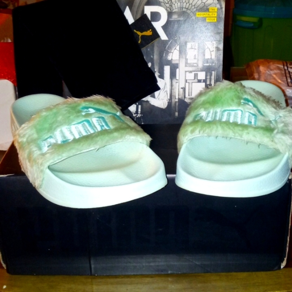 Rihanna Fur Puma Slides